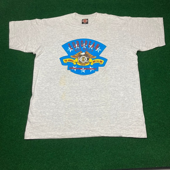 Vintage Harley Davidson Shirt Mens XL Gray 1994 European Hog Rally Single Stitch - Picture 2 of 14